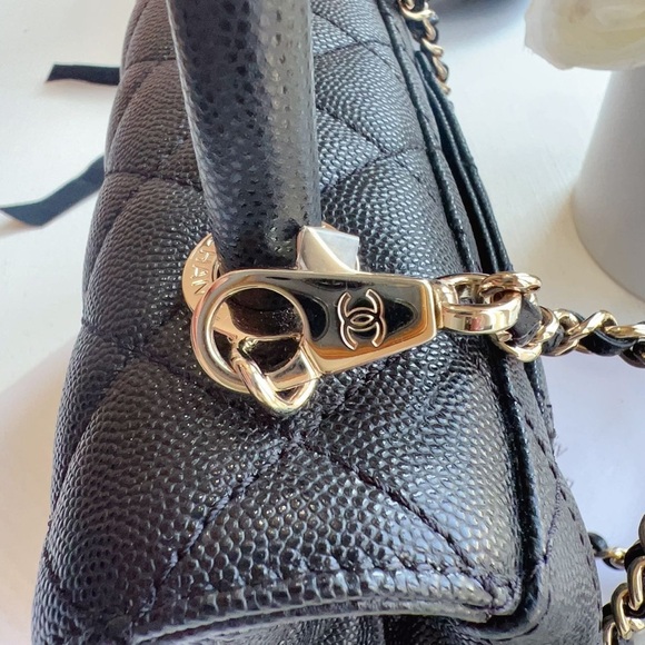 Chanel Mini Flap Bag With Top Handle Caviar & Gold-Tone Metal Black - Picture 6 of 12